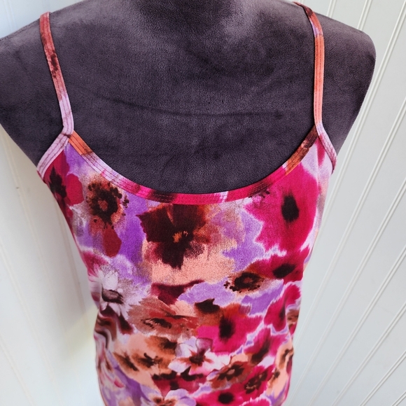 Clear Sky Multicolor Floral Adjustable Spagetti Strap Tank Top Stretch Size M - Picture 3 of 10